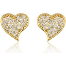 Sembol Gold Altın Kalp Küpe Çivili 14K Gold