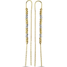 Sembol Gold Dorikalı Altın Küpe 14K Sarı ve Beyaz Gold