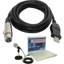 USB 2.0 To Xlr Dişi Mikrofon Kablosu USB Xlr Mikrofon Kablosu 3 Metre -  Siyah