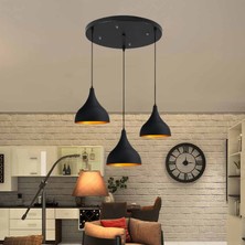 Bamyum Üçlü Uzun Circle Siyah Sarkıt Avize