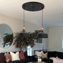 Bamyum Ikili Köşeli Circle Siyah Avize