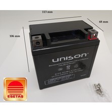 Micron 12V 5 Ah Unıson Marka  X5L Yatık Motorsiklet Aküsü