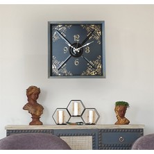 Markakanvas Ahşap Metal Altın Duvar Saati 50 x 50 cm