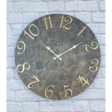 Markakanvas Mermer Desenli Altın   Rakamlı Duvar Saati Çap 50  cm