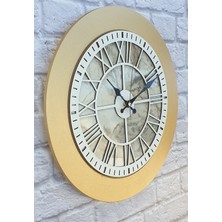 Markakanvas Mermer Desenli Altın Duvar Saati