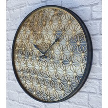 Markakanvas Metal Kasalı Mermer Desenli Altın  Duvar Saati