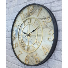 Markakanvas Metal Kasalı Mermer Desenli Altın  Duvar Saati