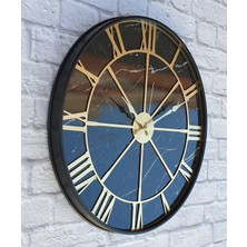 Markakanvas Metal Kasalı Mermer Desenli Altın  Duvar Saati