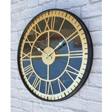 Markakanvas Metal Kasalı Mermer Desenli Altın  Duvar Saati