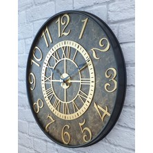 Markakanvas Metal Kasalı Mermer Desenli Altın  Duvar Saati