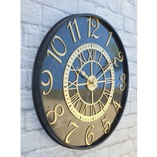 Markakanvas Metal Kasalı Mermer Desenli Altın  Duvar Saati 50 cm