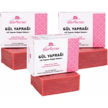 The Soap Factory Klasik Seri El Yapımı Gül Yaprağı Sabunu 110 g x 3 Adet (Toplam 330 g)  - Vegan - Lüks - Bütün Cilt Tiplerine Uygun - Geleneksel Kaynatma Yöntemi - Üstün Cilt Bakımı