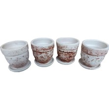Armenbotanik 4 Adet Antik Görünümlü Toprak Saksı 12 x 12 cm