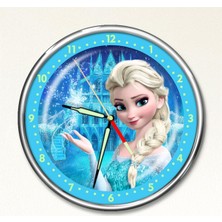 Dekor Loft Premium Gece Parlayan Frozen Elsa Çocuk Odası Duvar Saati PFS-1786