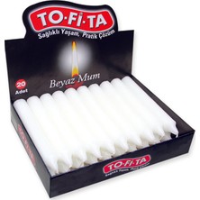 To-Fi-Ta Beyaz Mum Kalın 20'li Ekonomik Paket - 1 Mum:14 cm
