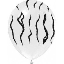 Festivall Çepeçevre Zebra Baskılı Beyaz Balon 10'lu