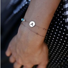 By Golden House Çift Dolama Harf Bileklik