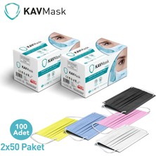 Kavmask Maske 3 Kat Korumalı Yumuşak Lastikli Burun Telli Elastik 2x50 - 100 Adet Beyaz Renk