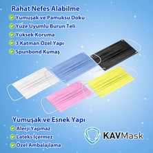 Kavmask Maske 3 Kat Korumalı Yumuşak Lastikli Burun Telli Elastik 2x50 - 100 Adet Beyaz Renk