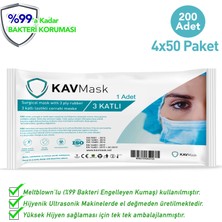 Kavmask Maske 3 Katlı Meltblownlu Tektek Paketli 4x50-200 Maske Pembe Renk