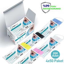 Kavmask Maske 3 Katlı Meltblownlu Tektek Paketli 4x50-200 Maske Pembe Renk