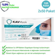 Kavmask Maske 3 Katlı Meltblownlu Tek Tek Paketli Burun Telli Kavmask 100 Adet Siyah Renk