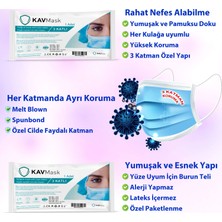 Kavmask Maske 3 Katlı Meltblownlu Tek Tek Paketli Burun Telli Kavmask 100 Adet Siyah Renk