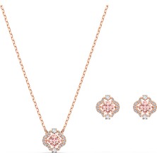 Swarovski Sparkling Clover Takım Kadınlar İçin El İşçiliğiyle Tasarlanmış Pembe Taşlı
