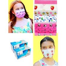 Blue Mask Kız Çocuk Premium 3 Katlı Tek Kullanımlık Burun Telli Full Ultrasonic Renkli Cerrahi Çocuk Maskesi 100 Adet
