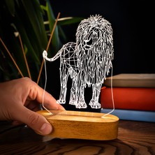Hediye Sepeti Hediyesepeti Geometrik Aslan Tasarımlı 3D LED Gece Lambası
