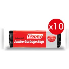 Floppy Endüstriyel Jumbo Boy Çöp Torbası Siyah 80X110 cm 10’lu 400 gr 10 Adet