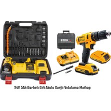 Asfar Staxx Pro Speed 24V 5AH Darbeli Çift Akülü Şarjlı Setli Matkap