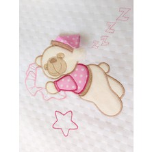 Mellowbabystore %100 Pamuk Pembe Büyük Puanlı Uyuyan Ayı Desenli Bebek Pikesi