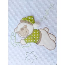 Mellowbabystore %100 Pamuk Yeşil  Büyük Puanlı Uyuyan Ayı Desenli Bebek Pikesi