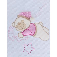 Mellowbabystore %100 Pamuk Pembe Uyuyan Ayı Desenli Bebek Pikesi
