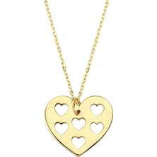 Altın Sepeti Altın Kalp Içinde Kalpler Kolye