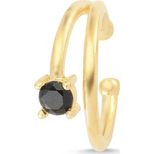 Altın Sepeti Altın Kaplama Gümüş Tektaşlı Kıkırdak Küpe