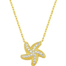 Altın Sepeti Gümüş Altın Kaplama Deniz Yıldızı Kolye