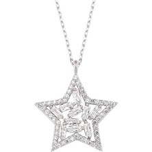 Altın Sepeti Gümüş Baget Taşlı Yıldız Kolye