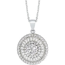 Altın Sepeti Gümüş Bagetli Yuvarlak Kolye