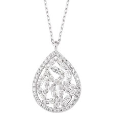 Altın Sepeti Gümüş Damla Baget Taşlı Kolye