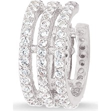 Altın Sepeti Gümüş Taşlı Kıkırdak Küpe