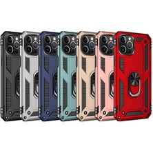 Tekno Grup Apple iPhone 12 (6.7'') Kılıf Çift Katmanlı Yüzüklü Manyetik Vega Kapak Rose + Tam Kaplayan 5D Cam Ekran Koruyucu