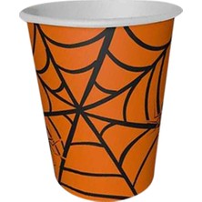 Partijet Cadılar Bayramı Örümcekli Turuncu Karton Bardak 8'li
