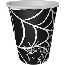 Partijet Cadılar Bayramı Örümcekli Siyah Karton Bardak 8'li
