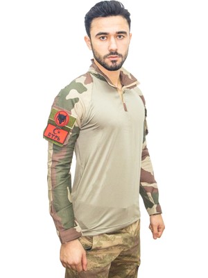 Kordak Bej Askeri Combat Uzun Kol Tişört - Asker Operasyon T-shirt