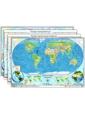 Türkiye ve Dünya Haritaları Seti (Yazılabilir Silinebilir) Ankara Yayıncılık