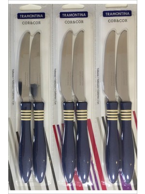 Pinkev Tramontina 6 Adet Tırtıklı Kahvaltı Masa Bıçak Seti - Lacivert
