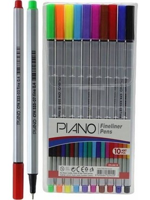 Piano Fineliner Kalem İnce Uçlu Kalem 0.4 mm 10'lu