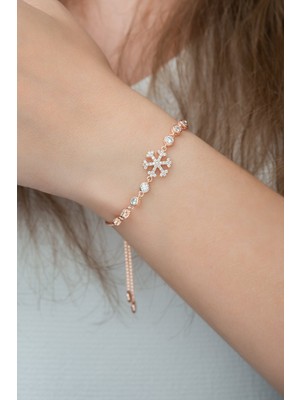 Nereze 925 Ayar Asansörlü Rose Kartanesi Bileklik Kadın Gümüş Bileklik